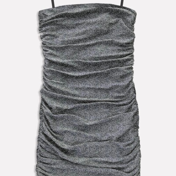 Pixie Lane Silver Glitter Strappy Ruched Party Dress - Picture 3 of 3